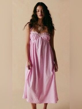 NEW FREE PEOPLE FREE-EST PINK POPPY MIDI DRESS SZ M